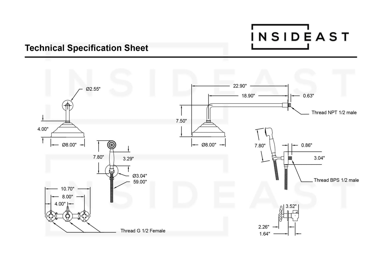 Brass Shower Fixtures – Dual Shower Head - Insideast
