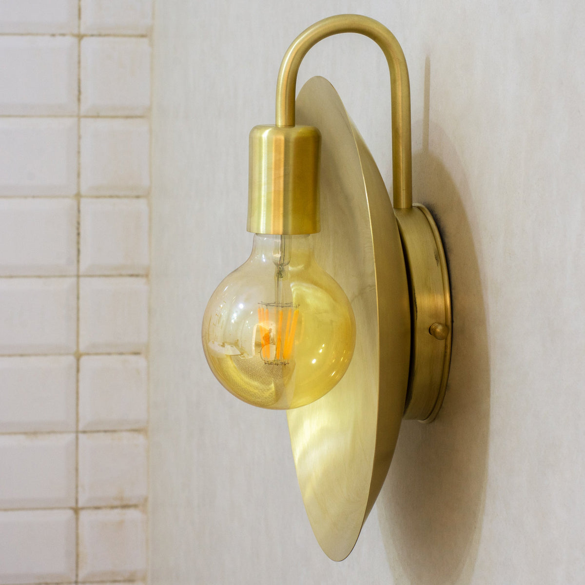 Brass Wall Light Fixture, Brushed Sconce Light, Wall Lamp, Indoor Light, Wall Dish Sconce Brass - Insideast