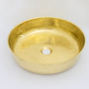 Brushed Brass Bathroom Vessel Sink, Solid Brass Powder Room Basin - Insideast