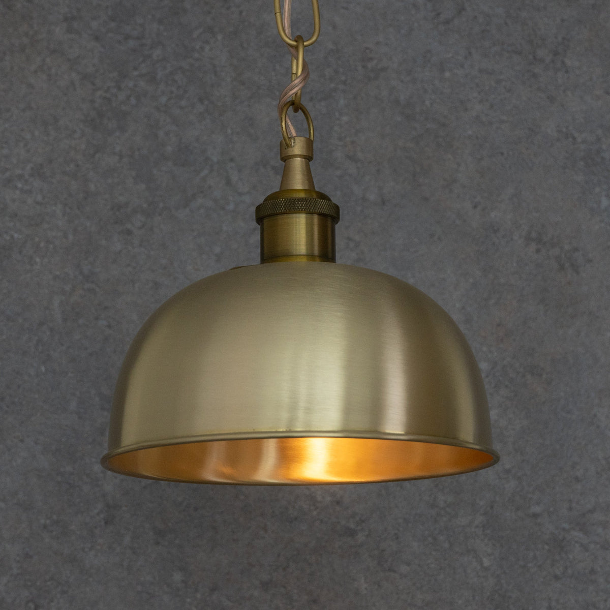 Brushed Brass Flared Dome Pendant Light - Hand - Finished Moroccan Brass Pendant - Insideast