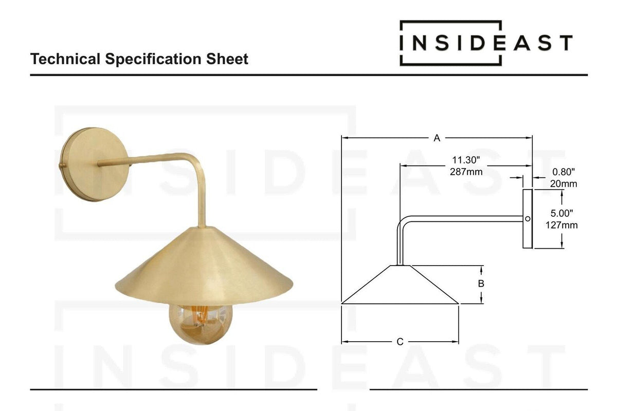 Brushed Brass Wall - Mounted Lamp, Entryway Wall Sconce Light - Insideast