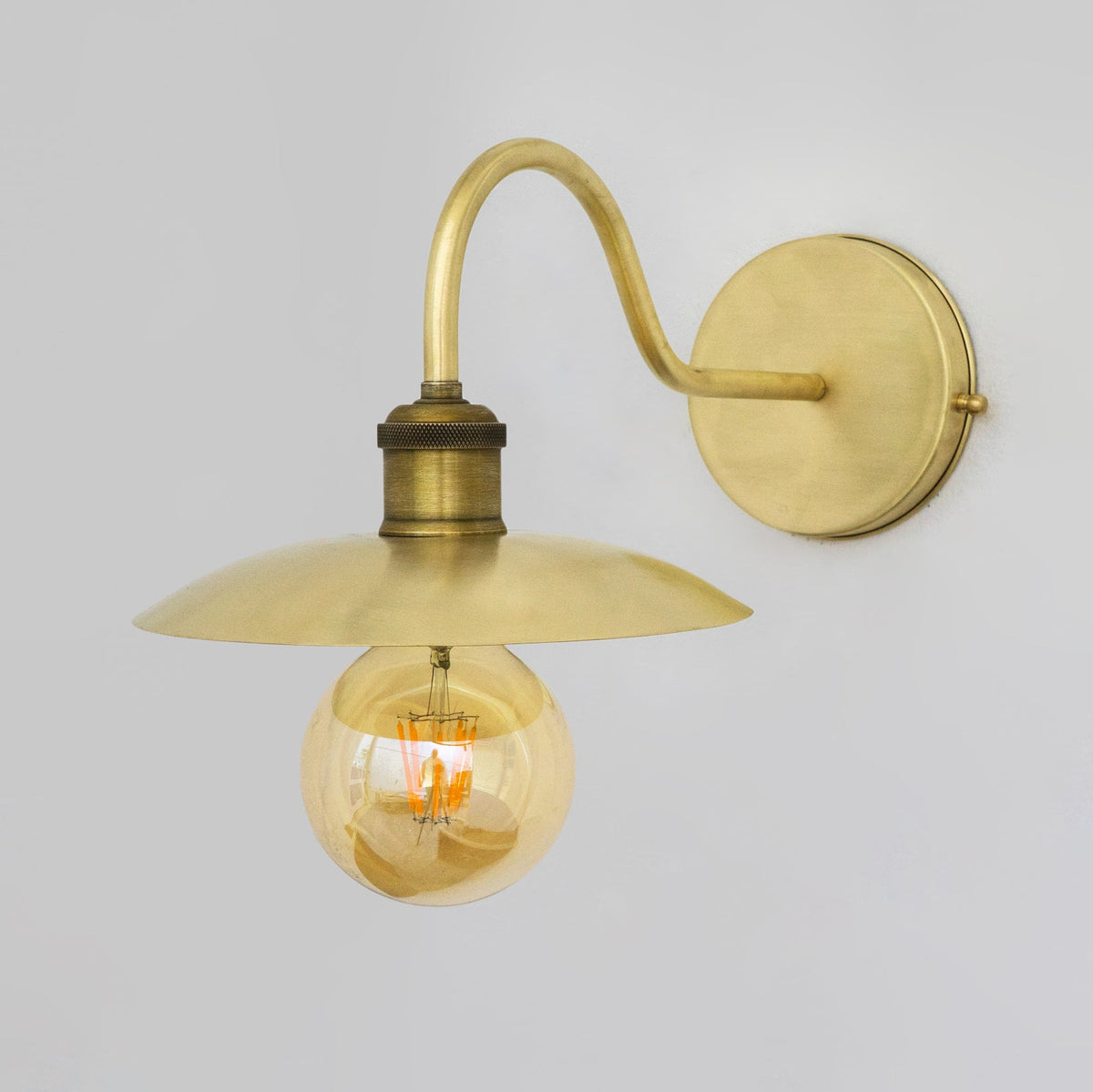 Brushed Brass Wall Sconce Light, Solid Brass Wall Lamp, Wall Lighting Fixture - Insideast