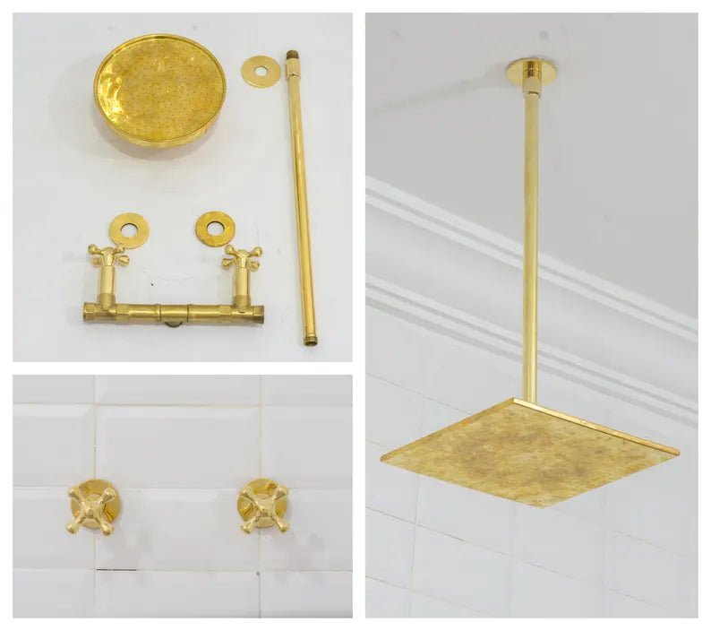 Ceiling Mount Shower System, Two Handle Shower System, Rainfall Shower System, Ceiling Showerhead, Overhead Shower - Insideast