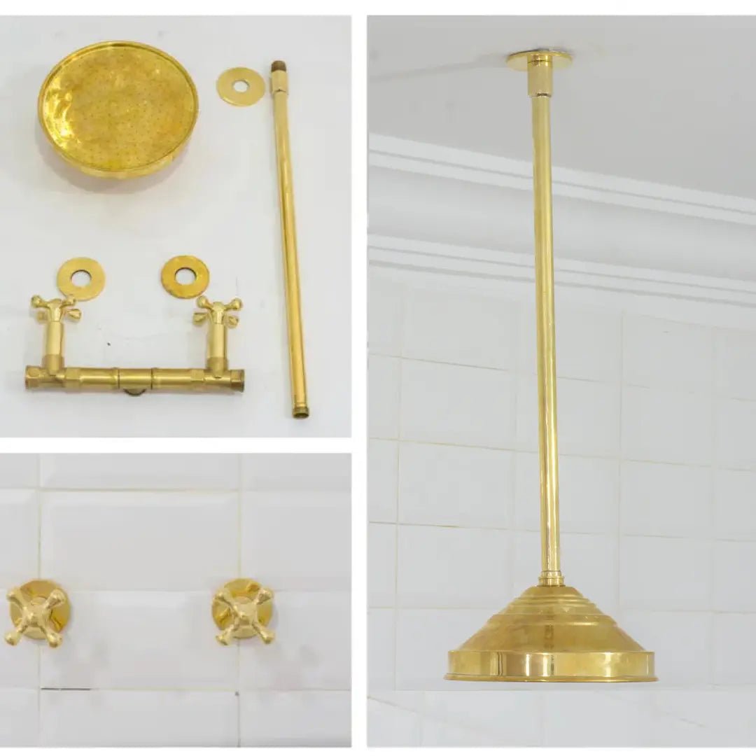 Ceiling Mount Shower System, Two Handle Shower System, Rainfall Shower System, Ceiling Showerhead, Overhead Shower - Insideast