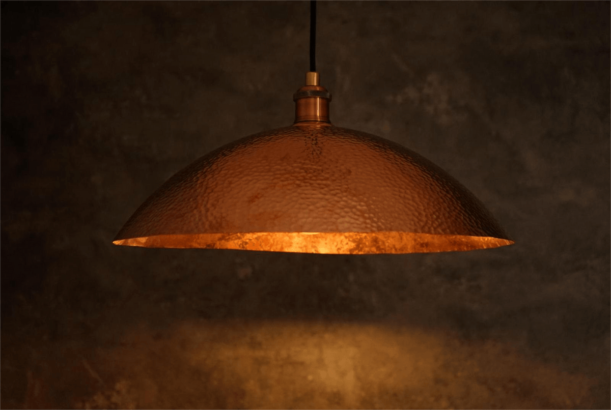 Copper Light Fixture, Hammered Solid Copper Dome Pendant Light, Ceiling Light - Insideast