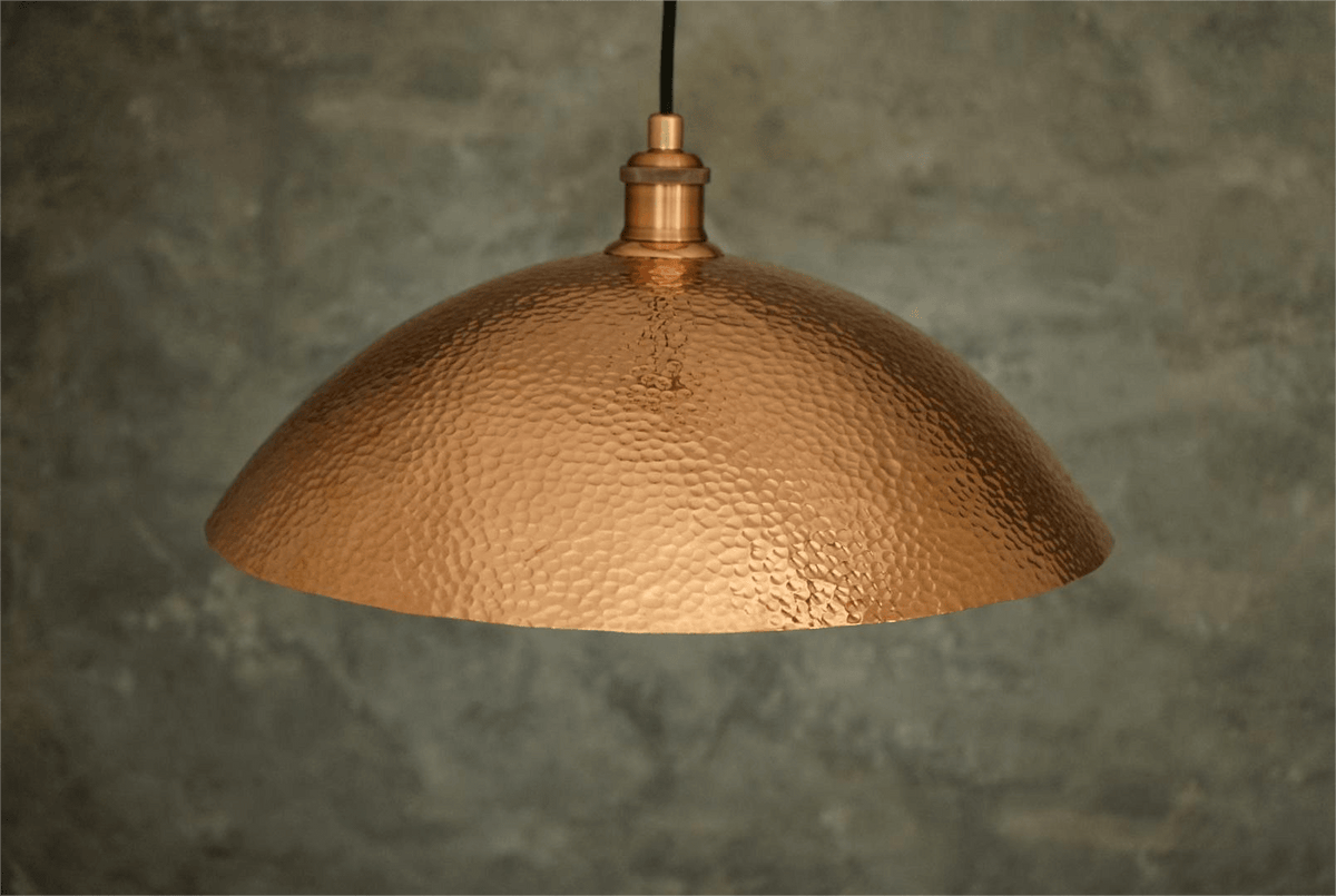 Copper Light Fixture, Hammered Solid Copper Dome Pendant Light, Ceiling Light - Insideast