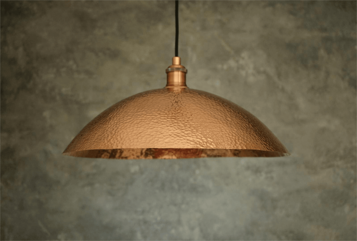 Copper Light Fixture, Hammered Solid Copper Dome Pendant Light, Ceiling Light - Insideast