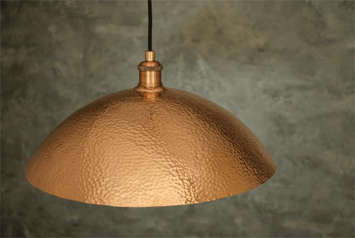 Copper Light Fixture, Hammered Solid Copper Dome Pendant Light, Ceiling Light - Insideast