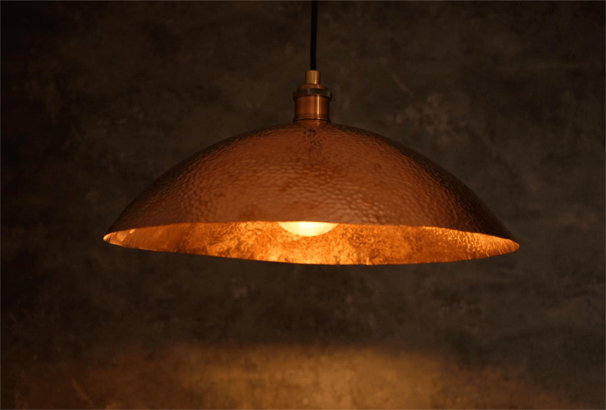 Copper Light Fixture, Hammered Solid Copper Dome Pendant Light, Ceiling Light - Insideast