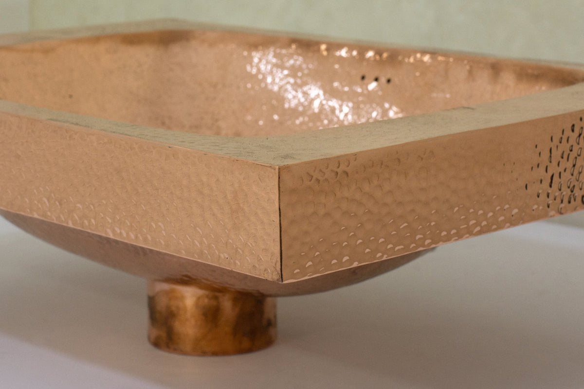 Customizable Raised Profile Bathroom Copper Sink, Hammered Copper Rectangular Sink, Vanity Sink Copper - Insideast