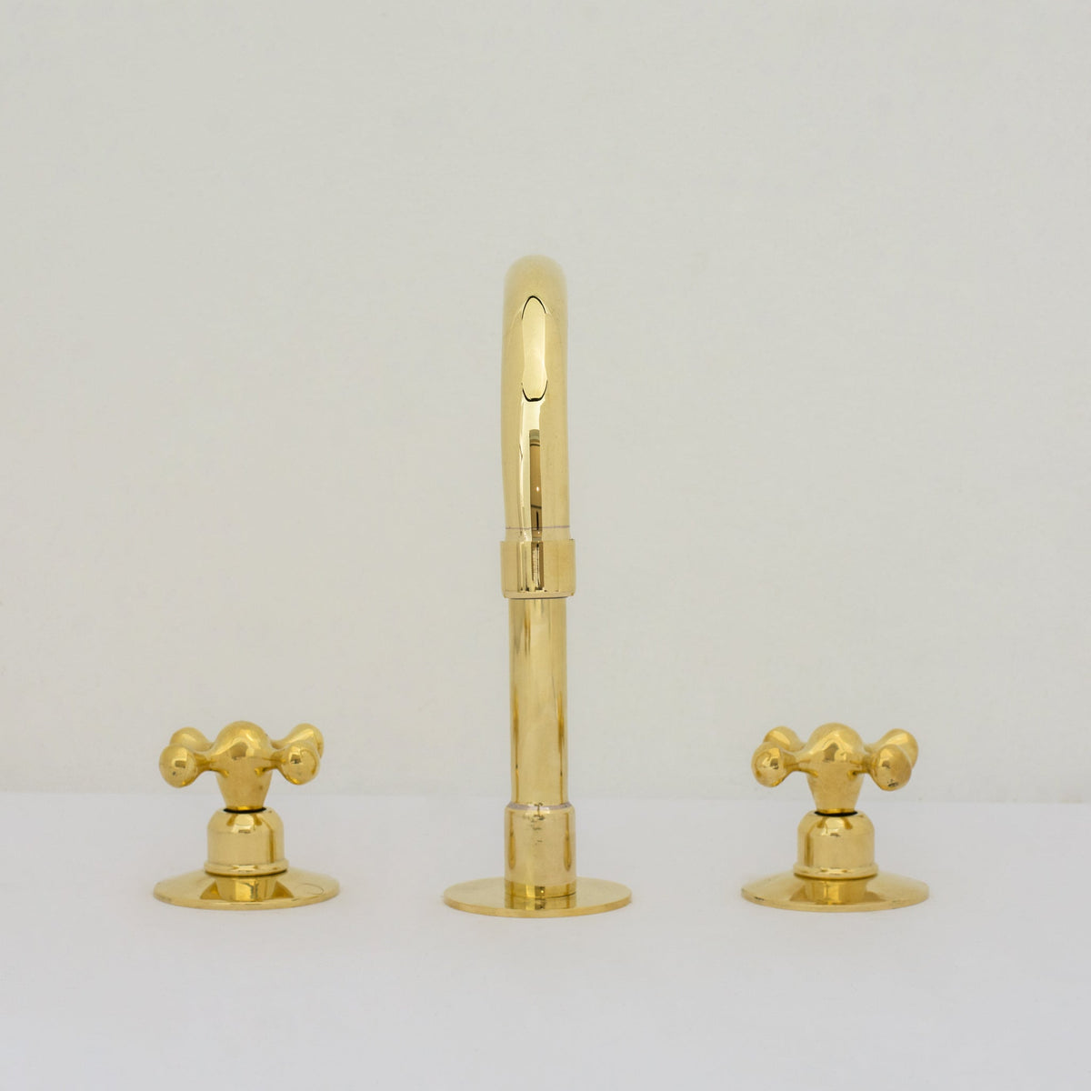 Deck Mounted Unlacquered Brass Faucet, Vanity Sink Faucet, Antique Brass Bathroom Faucet - Insideast