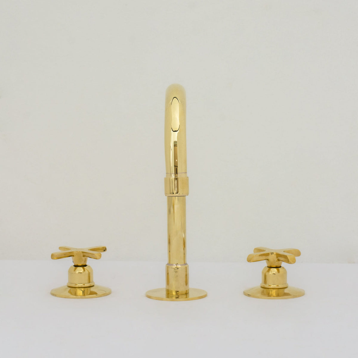 Deck Mounted Unlacquered Brass Faucet, Vanity Sink Faucet, Antique Brass Bathroom Faucet - Insideast