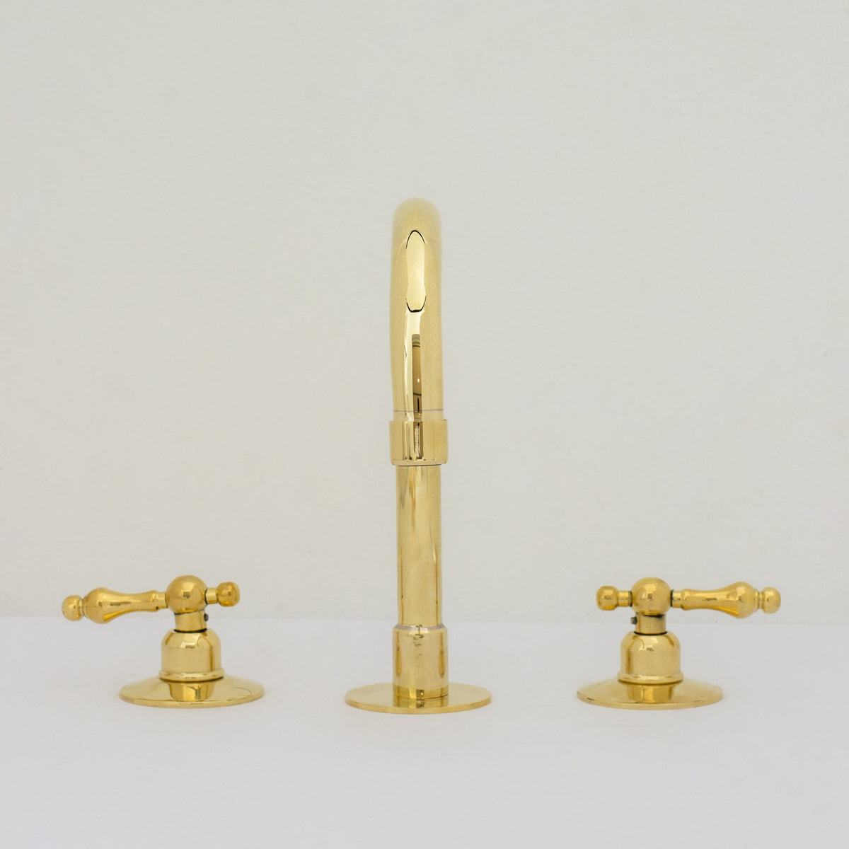 Deck Mounted Unlacquered Brass Faucet, Vanity Sink Faucet, Antique Brass Bathroom Faucet - Insideast
