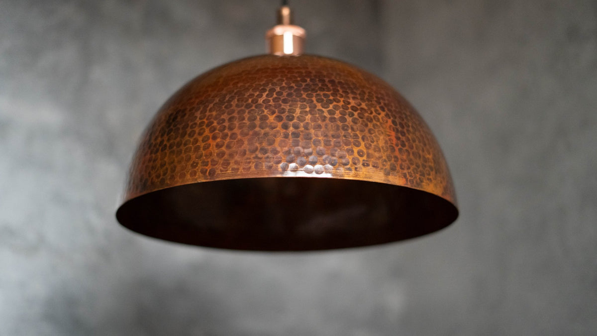 Copper Pendant Light – Close-up of Hammered Texture