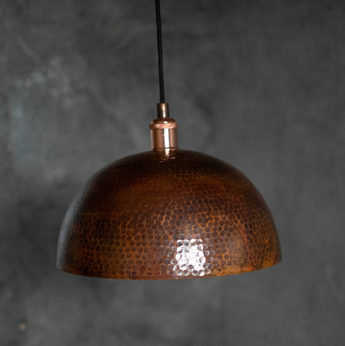 Copper Pendant Light – Close-up of Hammered Texture