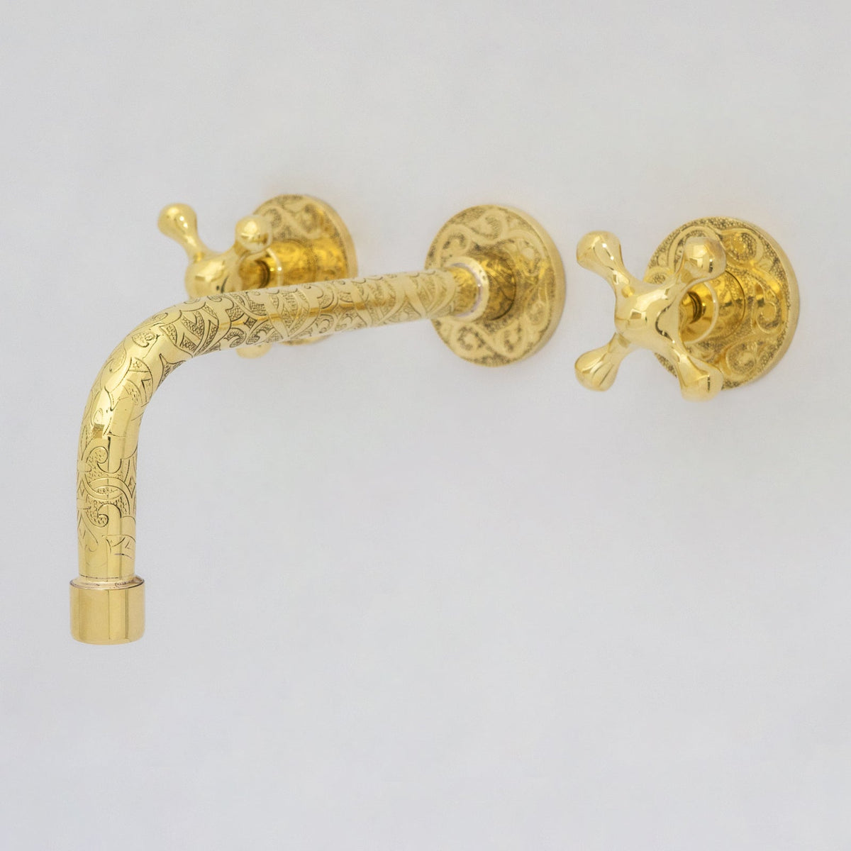 Engraved Solid Brass Built - in Faucet, Unlacquered Bathroom Sink Faucet - Insideast