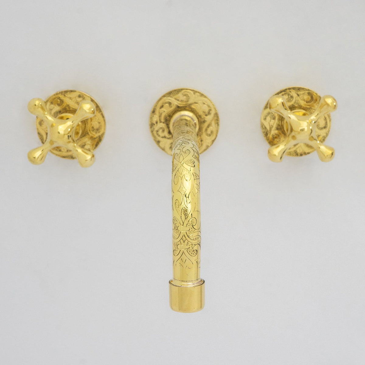 Engraved Solid Brass Built - in Faucet, Unlacquered Bathroom Sink Faucet - Insideast