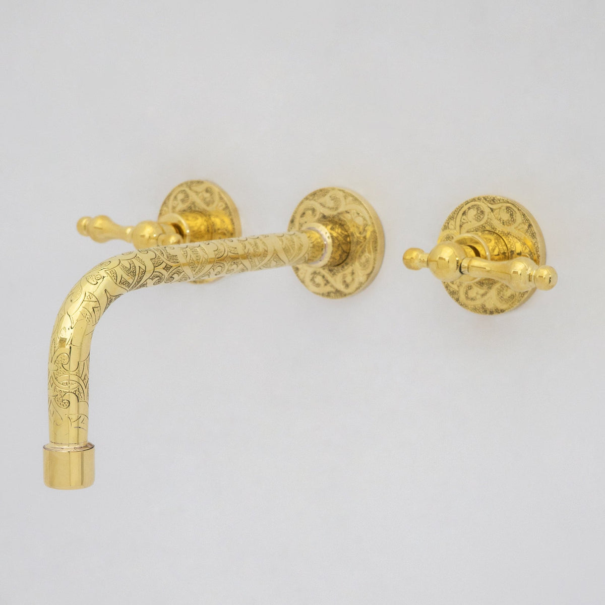 Engraved Solid Brass Built - in Faucet, Unlacquered Bathroom Sink Faucet - Insideast