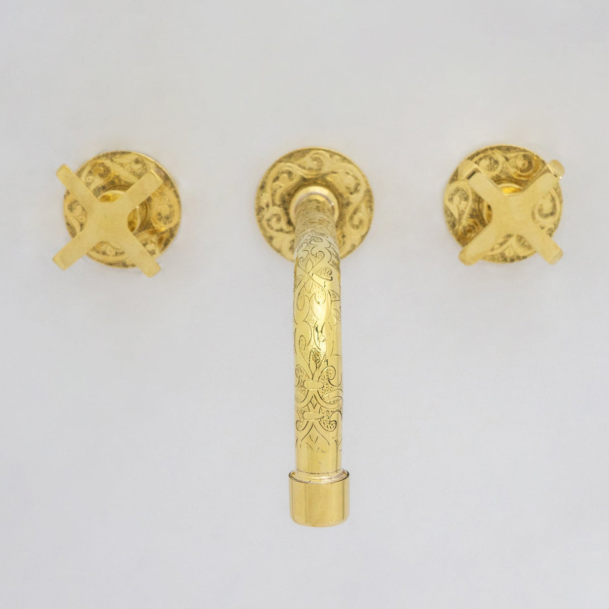 Engraved Solid Brass Built - in Faucet, Unlacquered Bathroom Sink Faucet - Insideast