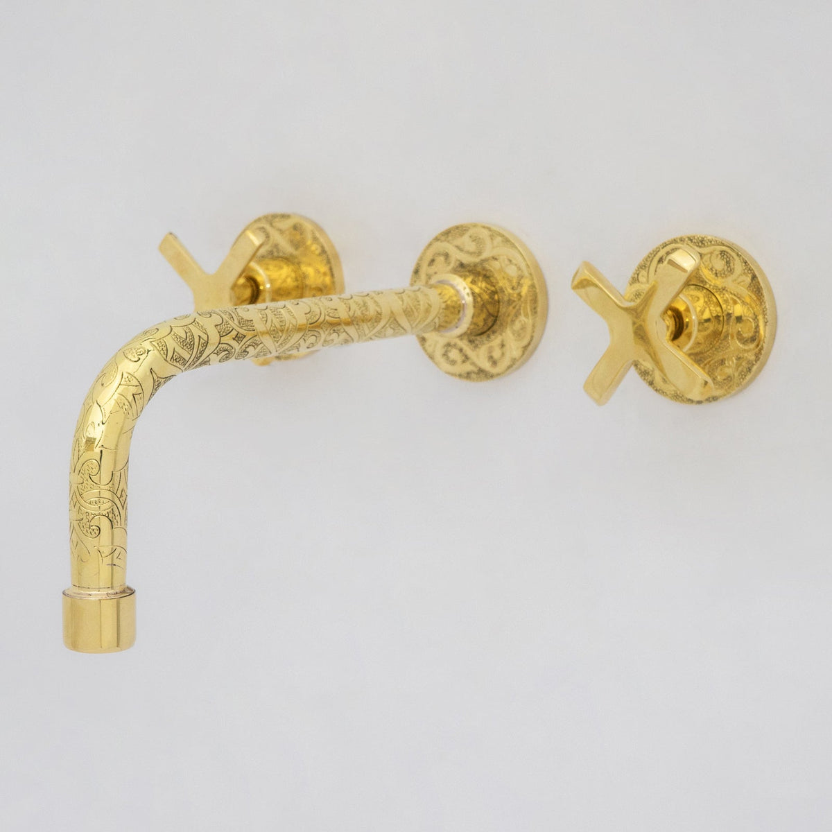 Engraved Solid Brass Built - in Faucet, Unlacquered Bathroom Sink Faucet - Insideast