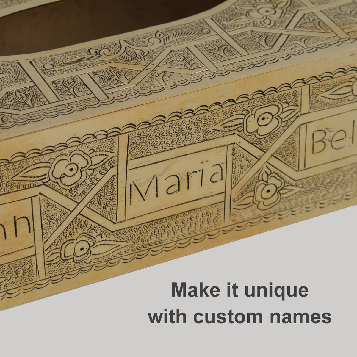 Engraved Solid Brass Rectangular Tissue Box Cover - Insideast