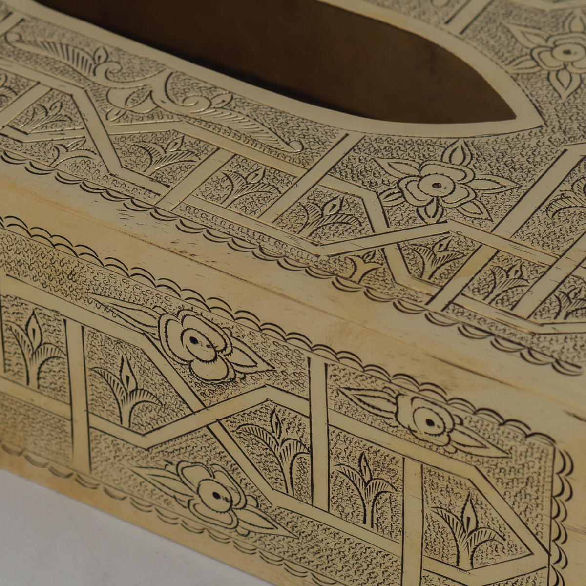Engraved Solid Brass Rectangular Tissue Box Cover - Insideast