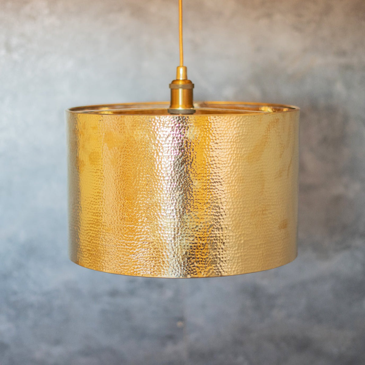 Hammered Brass Cylinder Pendant Light, Unlacquered Brass Pendant Light - Insideast