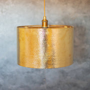 Hammered Brass Cylinder Pendant Light, Unlacquered Brass Pendant Light - Insideast
