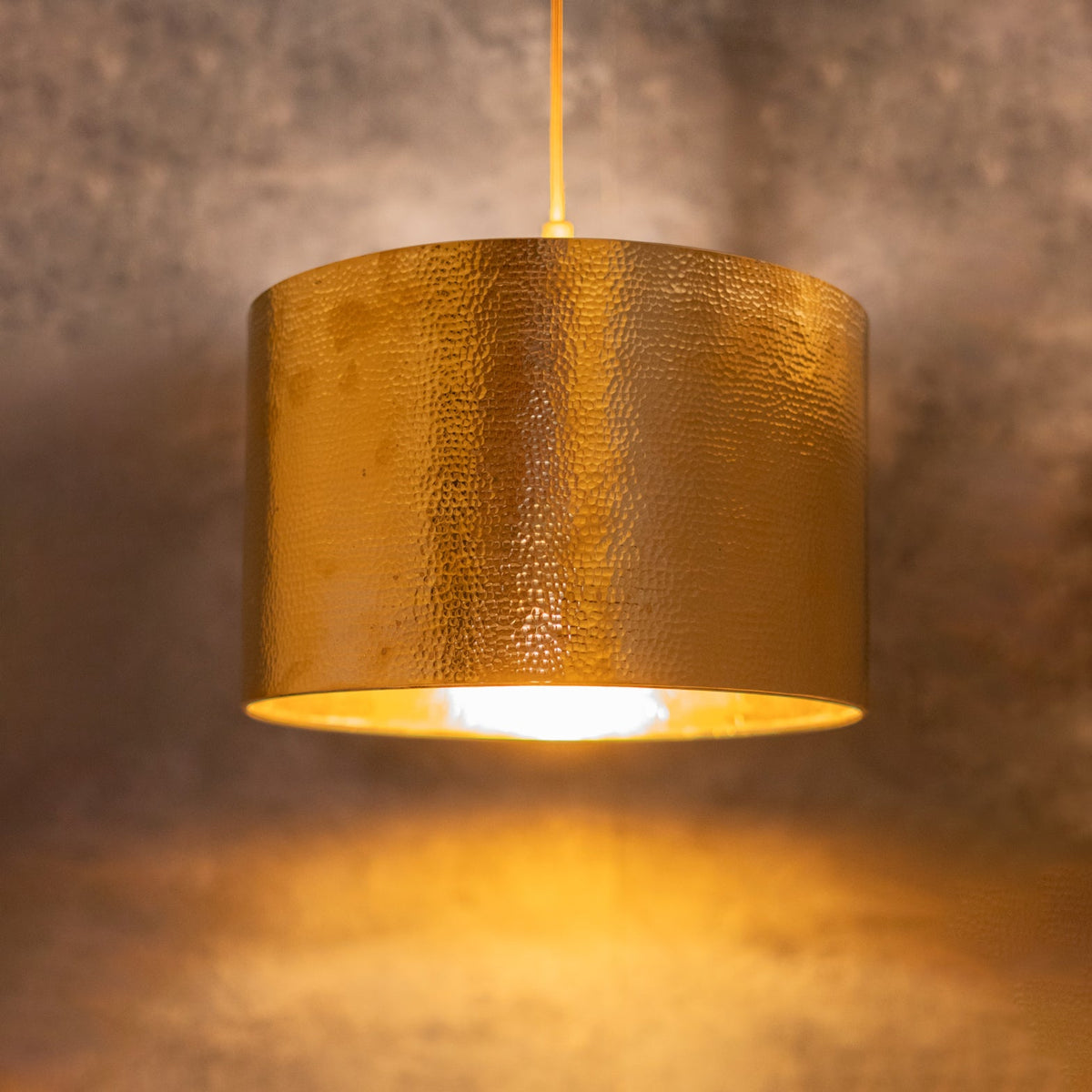 Hammered Brass Cylinder Pendant Light, Unlacquered Brass Pendant Light - Insideast