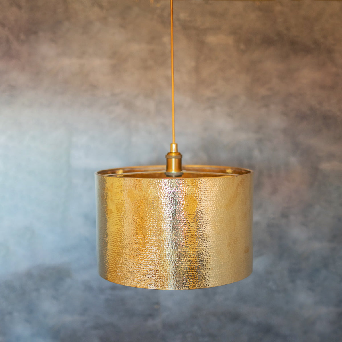 Hammered Brass Cylinder Pendant Light, Unlacquered Brass Pendant Light - Insideast