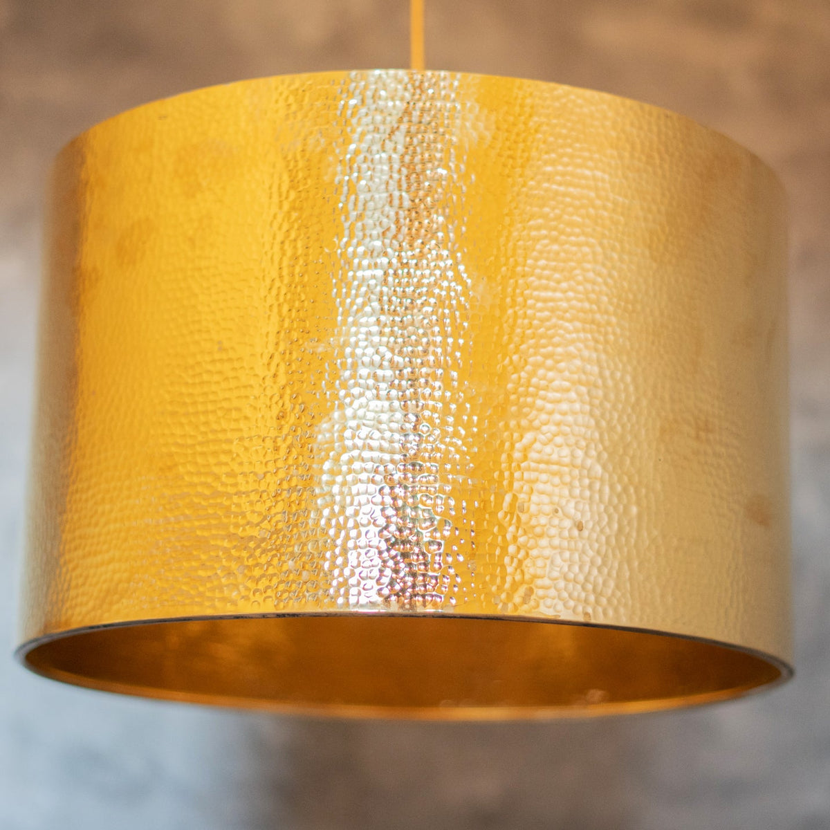 Hammered Brass Cylinder Pendant Light, Unlacquered Brass Pendant Light - Insideast