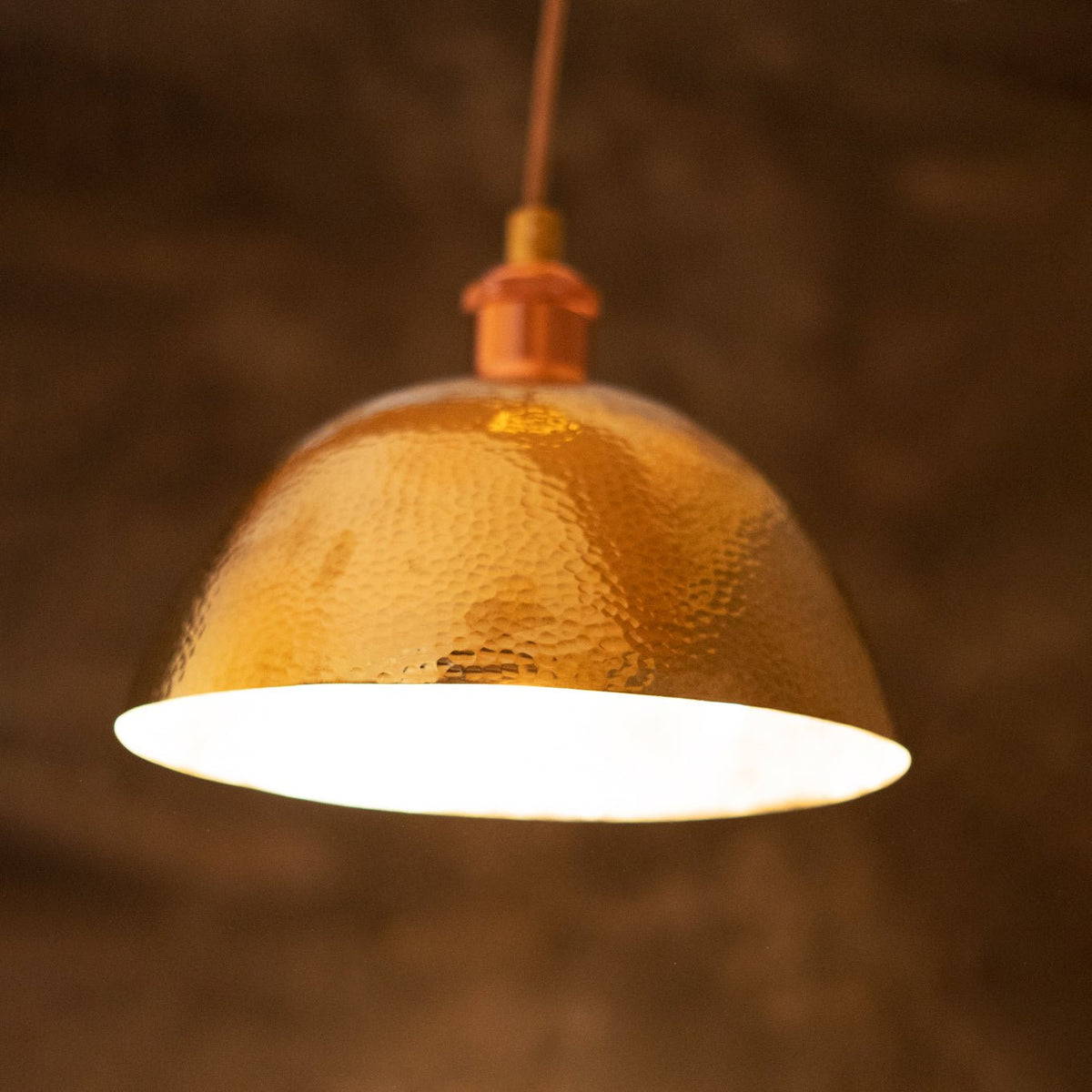 Hammered Brass Pendant Light, Unlacquered Brass Dome Lampshade, Kitchen Island Light - Insideast