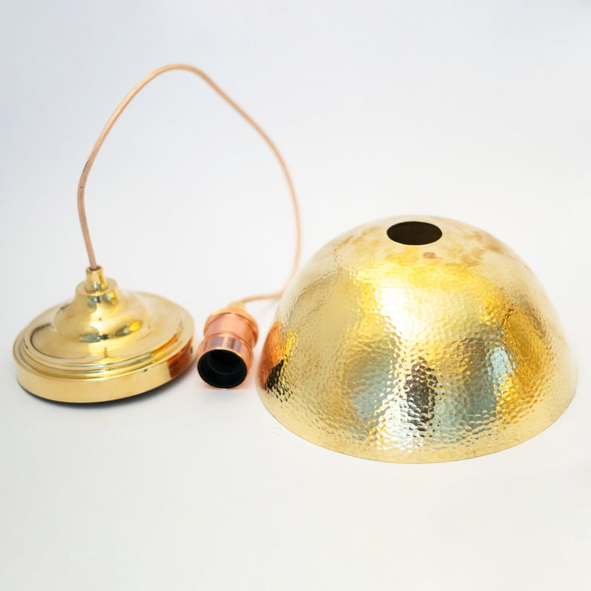 Hammered Brass Pendant Light, Unlacquered Brass Dome Lampshade, Kitchen Island Light - Insideast