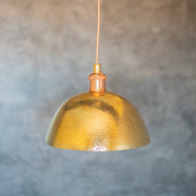Hammered Brass Pendant Light, Unlacquered Brass Dome Lampshade, Kitchen Island Light - Insideast