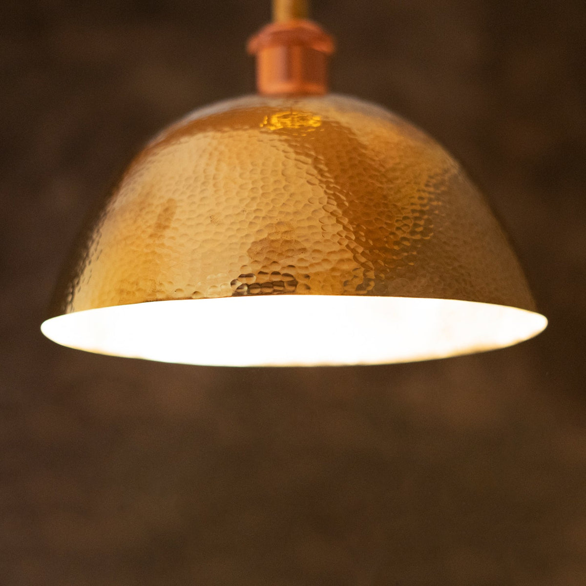 Hammered Brass Pendant Light, Unlacquered Brass Dome Lampshade, Kitchen Island Light - Insideast