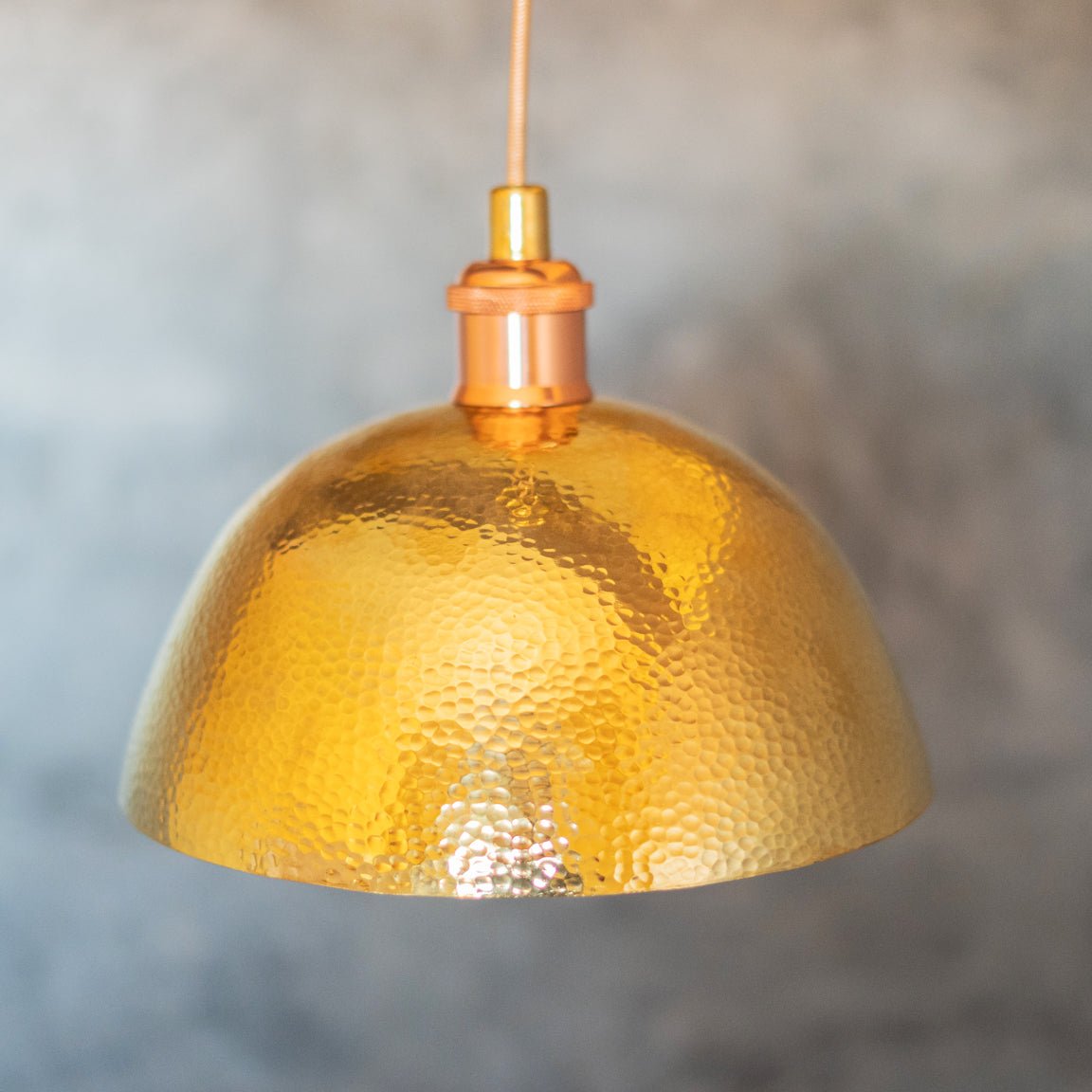 Hammered Brass Pendant Light, Unlacquered Brass Dome Lampshade, Kitchen Island Light - Insideast