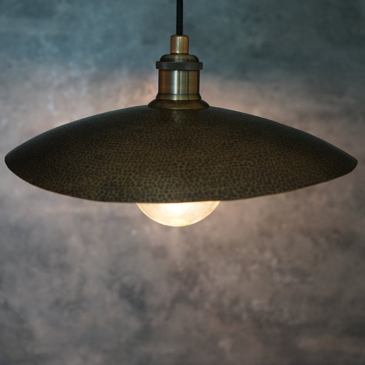 Hammered Bronze Finish Bowl Plate Pendant Light, Solid Brass Ceiling Light - Insideast