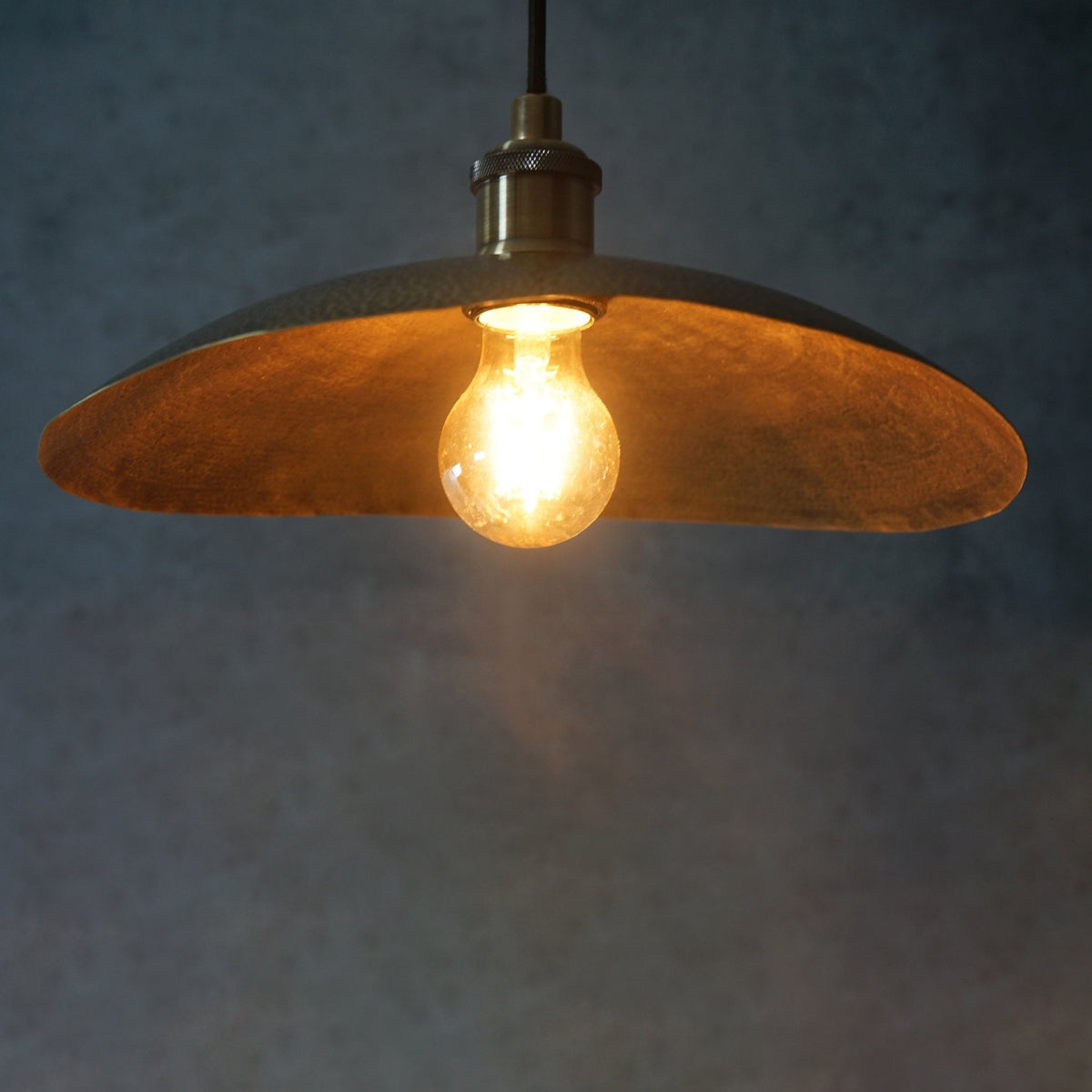 Hammered Bronze Finish Bowl Plate Pendant Light, Solid Brass Ceiling Light - Insideast