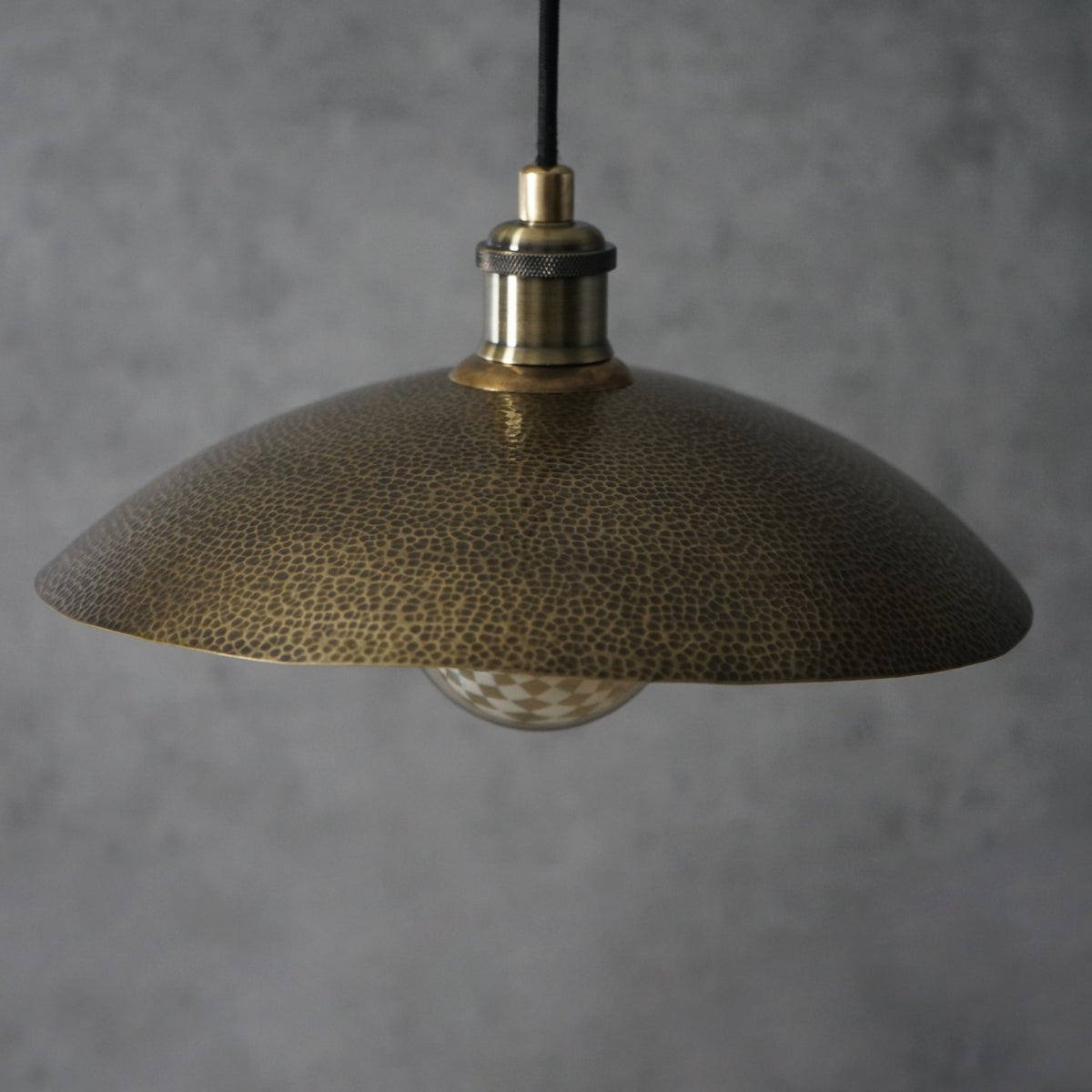 Hammered Bronze Finish Bowl Plate Pendant Light, Solid Brass Ceiling Light - Insideast