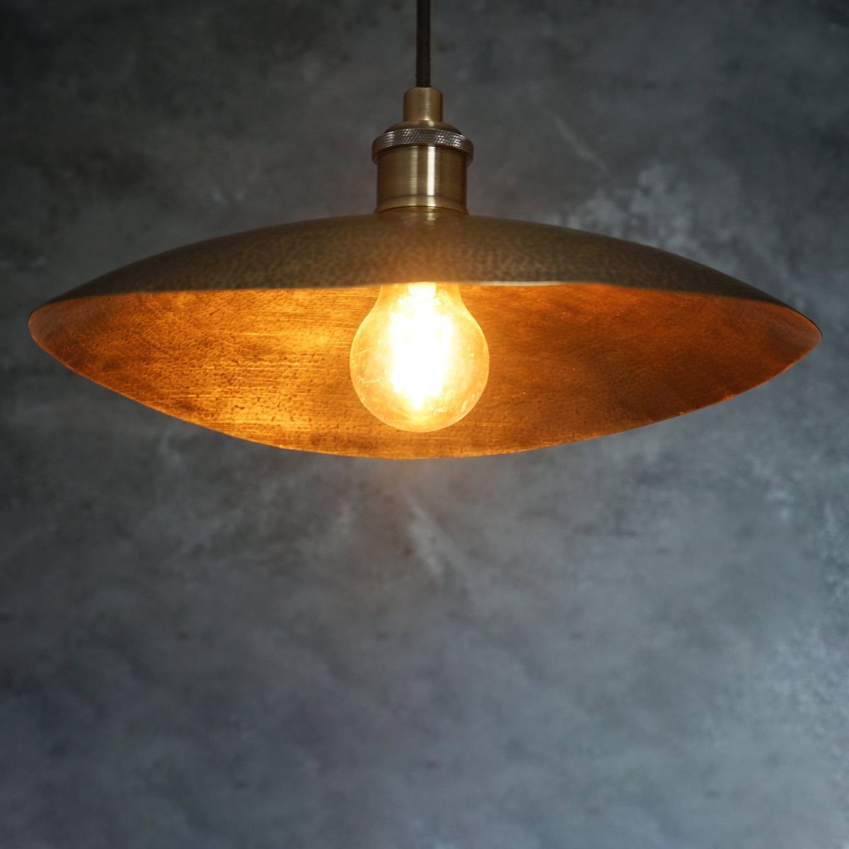 Hammered Bronze Finish Bowl Plate Pendant Light, Solid Brass Ceiling Light - Insideast