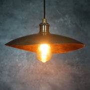Hammered Bronze Finish Bowl Plate Pendant Light, Solid Brass Ceiling Light - Insideast