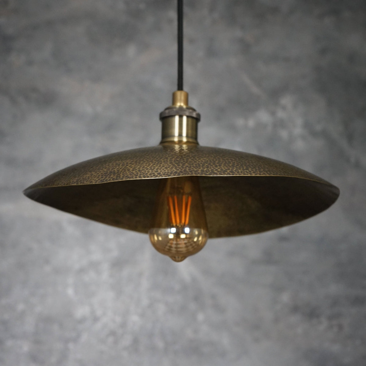 Hammered Bronze Finish Bowl Plate Pendant Light, Solid Brass Ceiling Light - Insideast