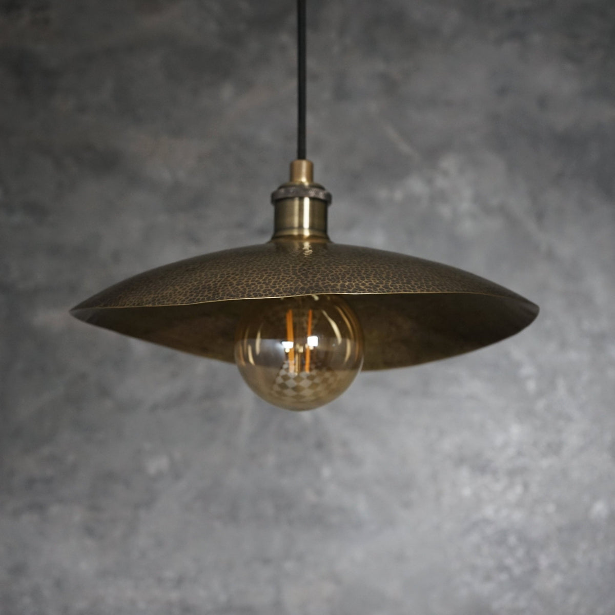 Hammered Bronze Finish Bowl Plate Pendant Light, Solid Brass Ceiling Light - Insideast