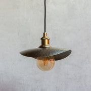 Hammered Bronze Finish Curved Plate Pendant Light, Solid Brass Ceiling Light, Leaf Pendant Light Bronze - Insideast