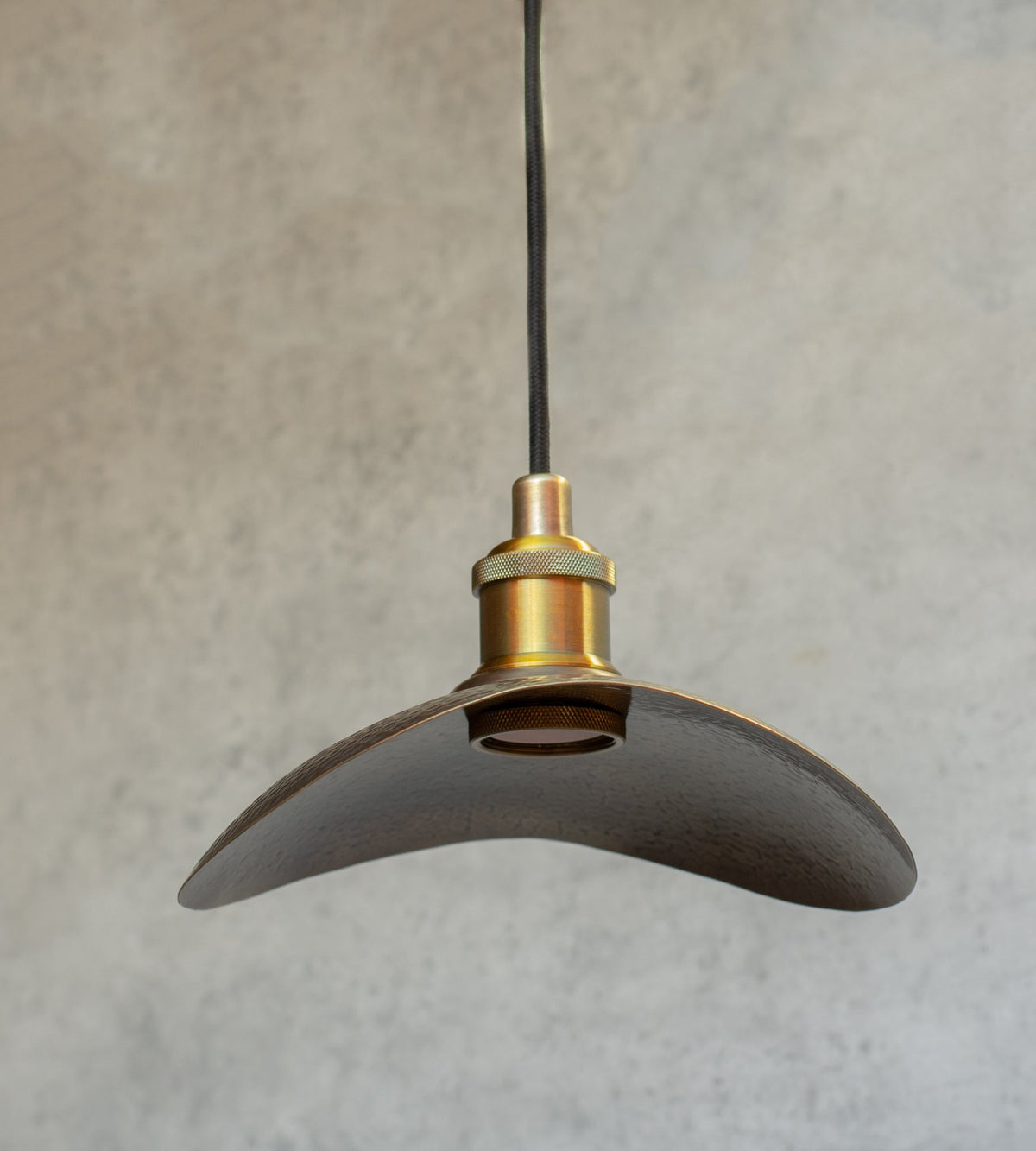 Hammered Bronze Finish Curved Plate Pendant Light, Solid Brass Ceiling Light, Leaf Pendant Light Bronze - Insideast
