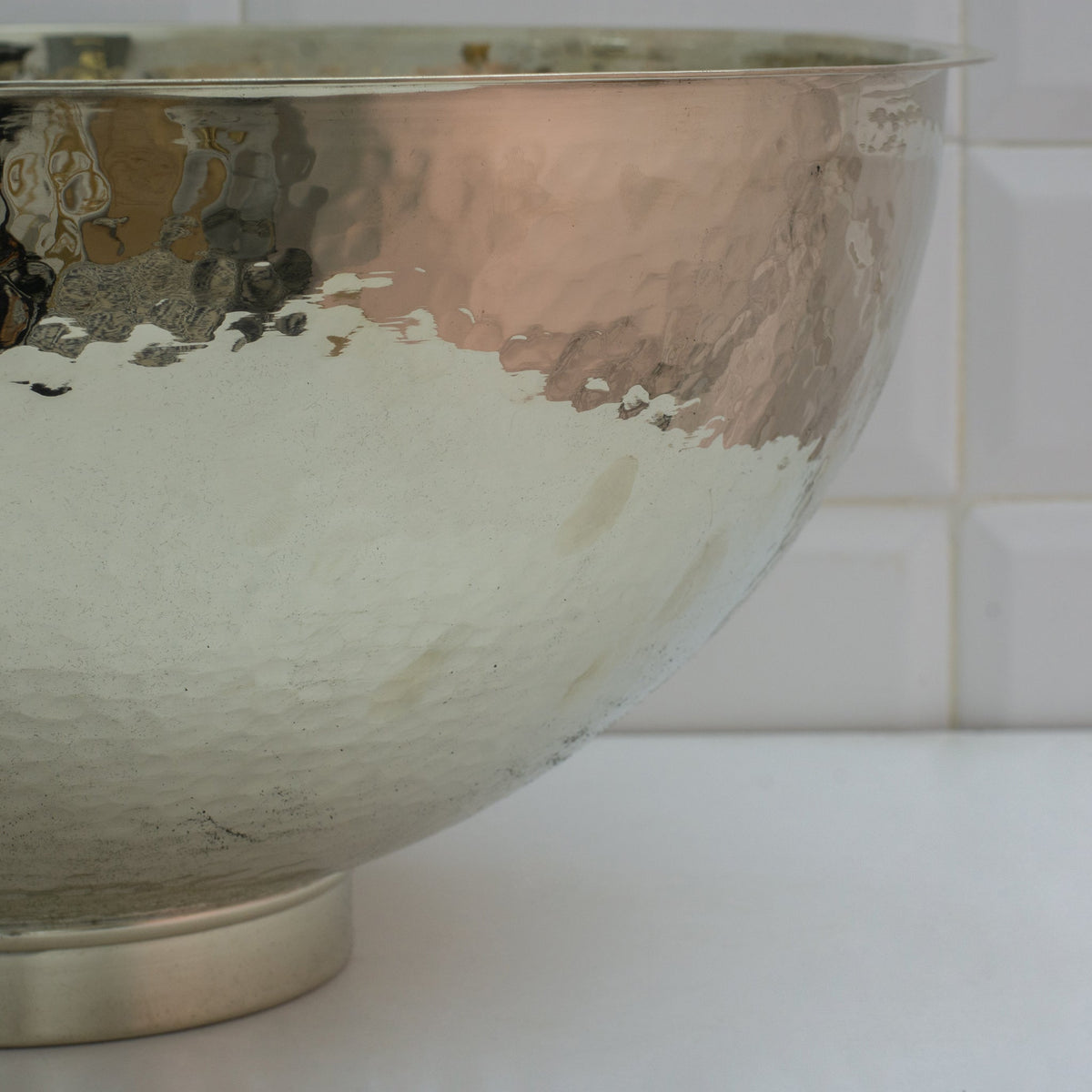 Hammered German Silver Bowl Vessel Sink – Handcrafted Bathroom Vanity Sink - Insideast