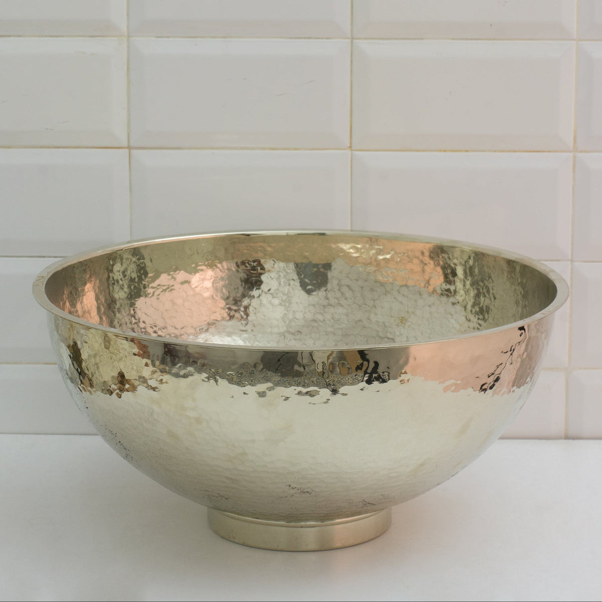 Hammered German Silver Bowl Vessel Sink – Handcrafted Bathroom Vanity Sink - Insideast