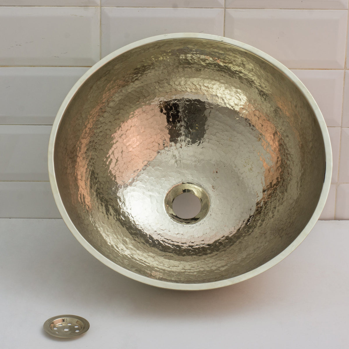 Hammered German Silver Bowl Vessel Sink – Handcrafted Bathroom Vanity Sink - Insideast