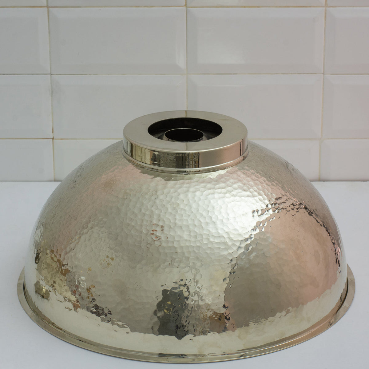 Hammered German Silver Bowl Vessel Sink – Handcrafted Bathroom Vanity Sink - Insideast