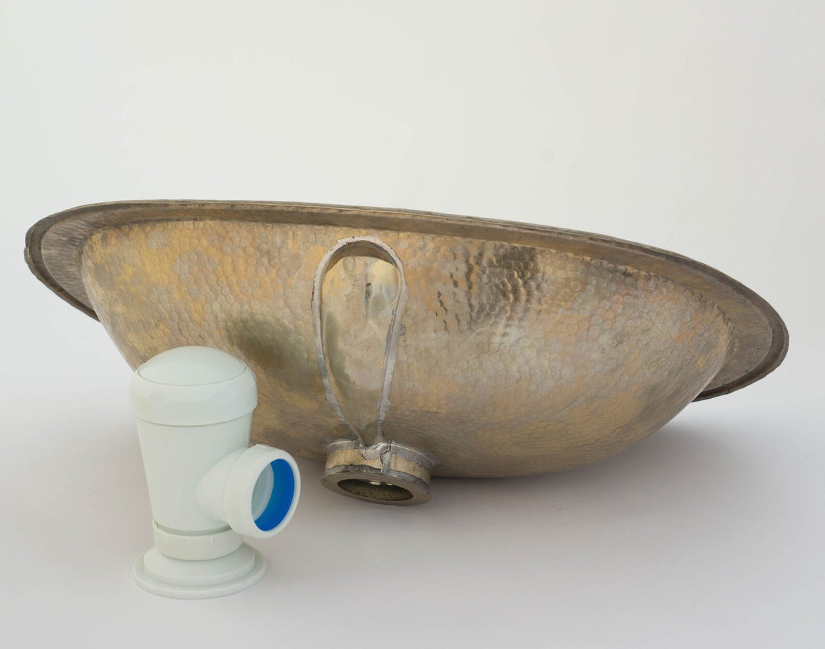 Hammered Oval Brass Sink – Drop - In Antique Brass Bathroom Sink | Aged Solid Brass Basin - Insideast